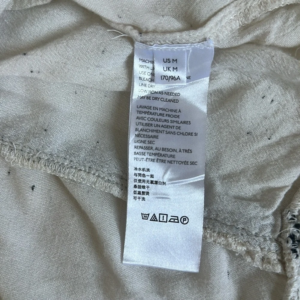 Free People Cream Boho Peasant Blouse 3/4 Sleeves Embroidered Size M Oversized - Picture 9 of 10